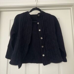 Vintage Black Cable-Knit Button Cardigan